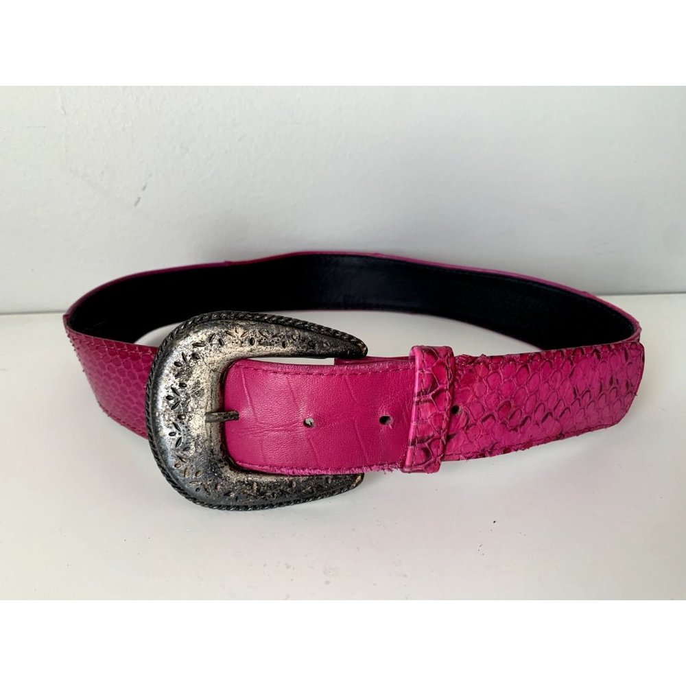 Vintage Pink Belt‎ Womens Small Alden Howard Barbiecore Animal Snake Print 90s